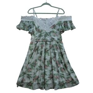 Disney Princess Dress Womens Large Floral Off Shoulder Lace Ruffle Fairycore NWT